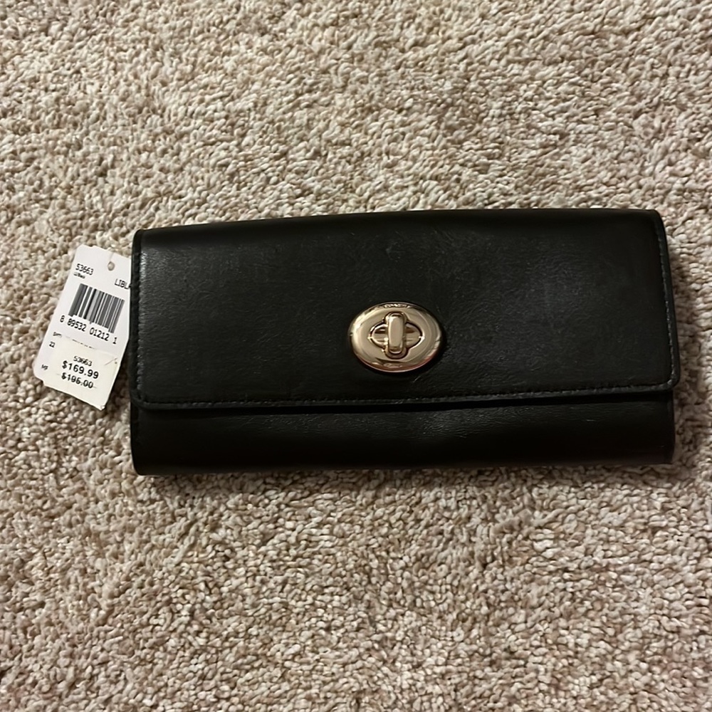 NWT Black Coach leather wallet